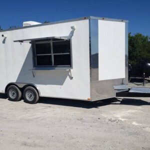 8.5' x 16' White Concession Food Trailer With Appliances